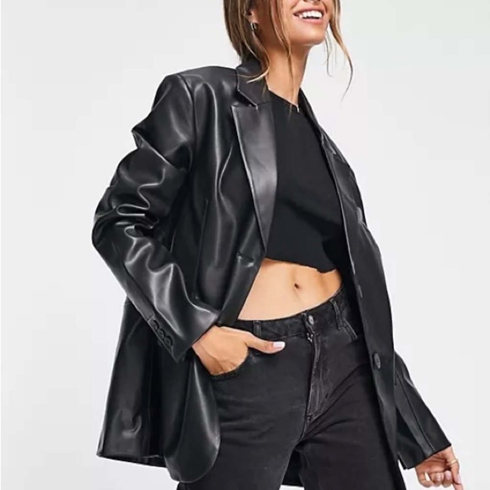 Bershka oversized faux leather blazer - NWOT
